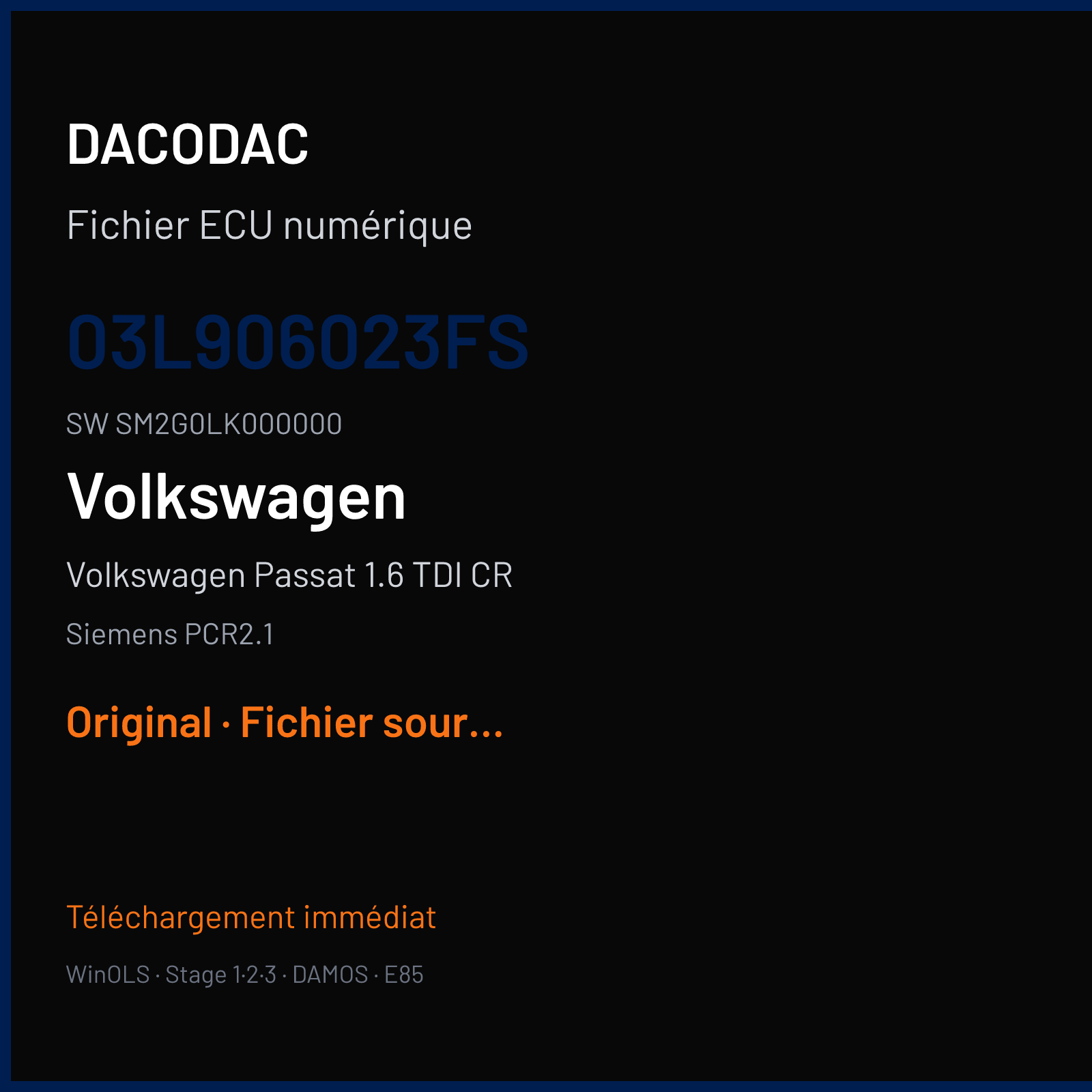 Volkswagen Passat 1.6 TDI CR (2011) — Siemens PCR2.1 — 03L906023FS · SM2G0LK000000 — Original