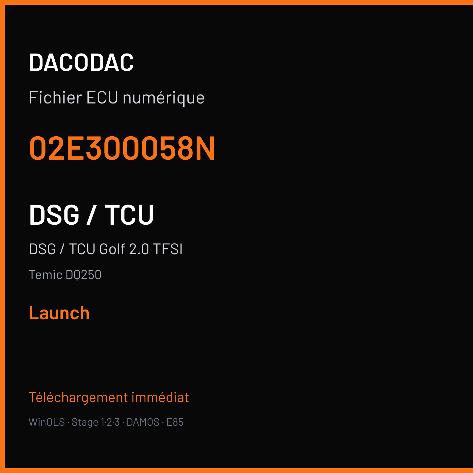 DSG / TCU Golf 2.0 TFSI — Temic DQ250 — 02E300058N — Launch