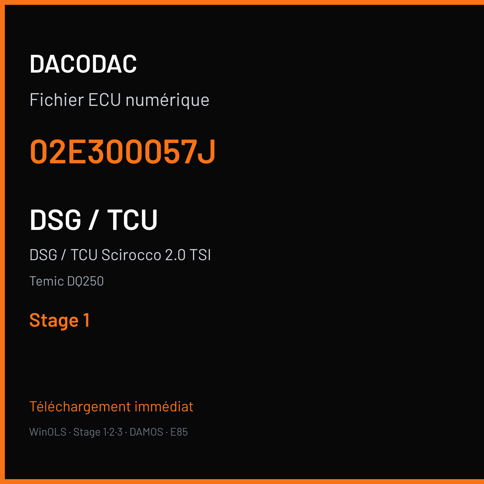 DSG / TCU Scirocco 2.0 TSI — Temic DQ250 — 02E300057J — Stage 1