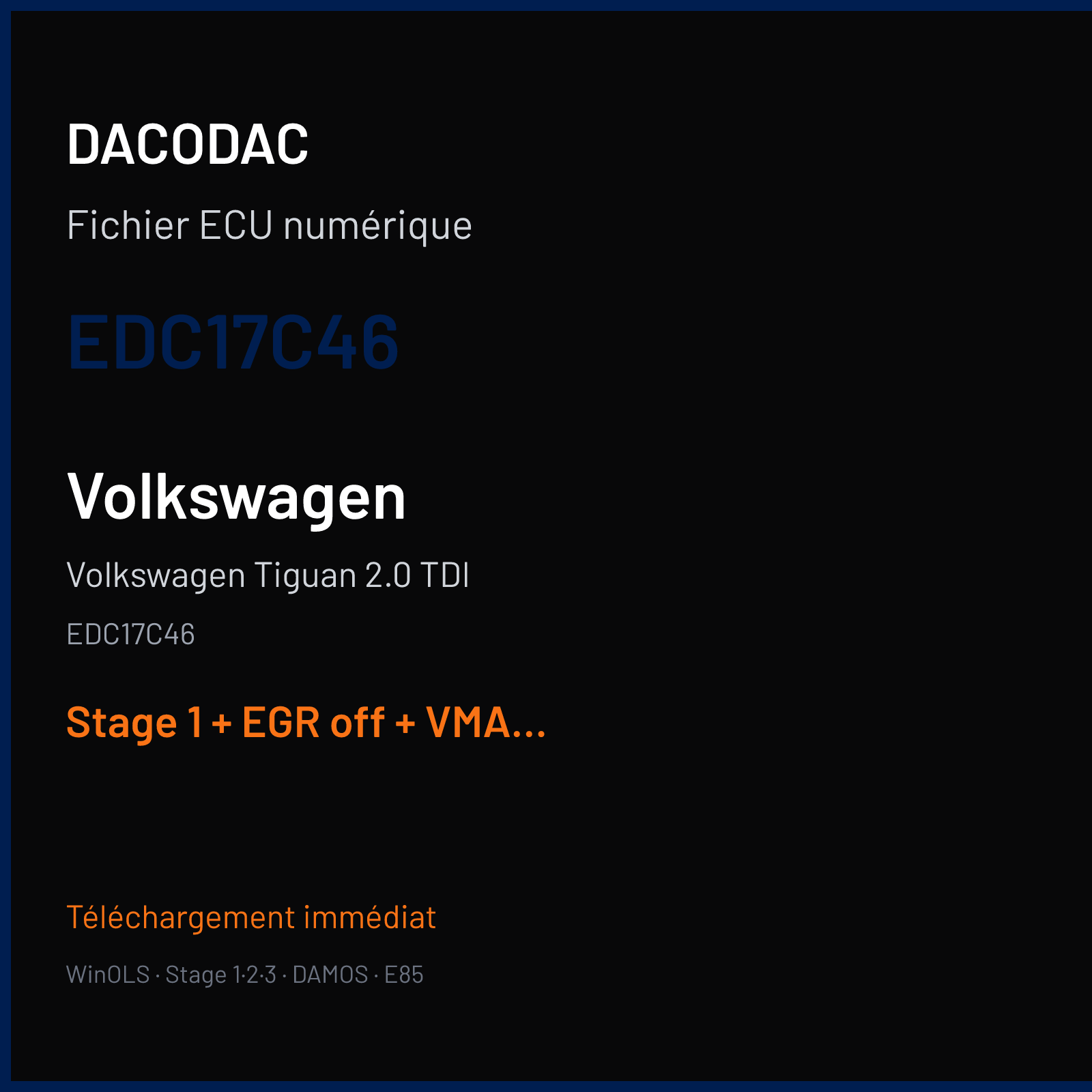 Volkswagen Tiguan 2.0 TDI (2014) — EDC17C46 — EDC17C46 — Stage 1 + EGR off + VMAX off