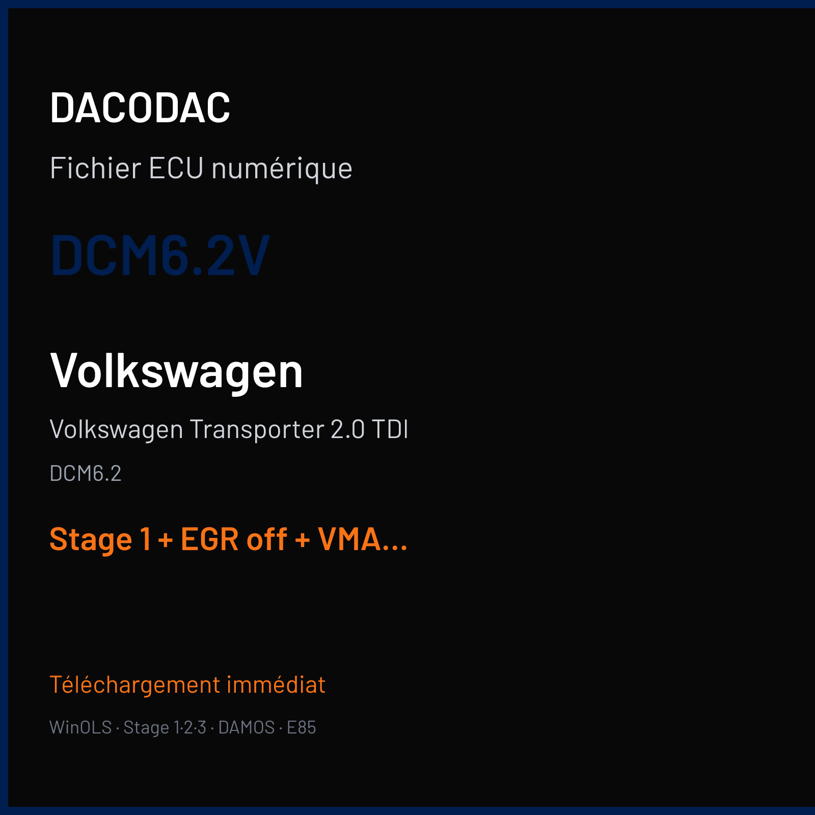 Volkswagen Transporter 2.0 TDI (2015) — DCM6.2 — DCM6.2V — Stage 1 + EGR off + VMAX off