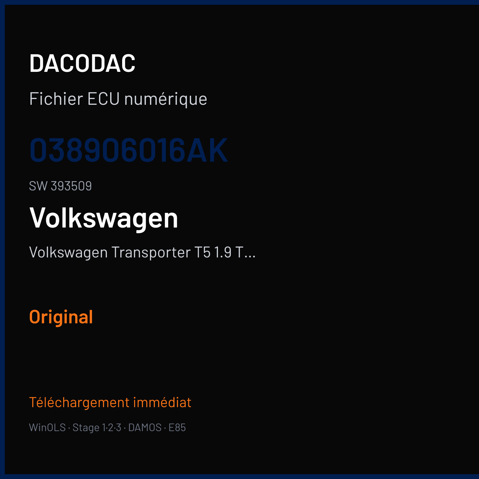 Volkswagen Transporter T5 1.9 TDI (2008) — 038906016AK · 393509 — Original