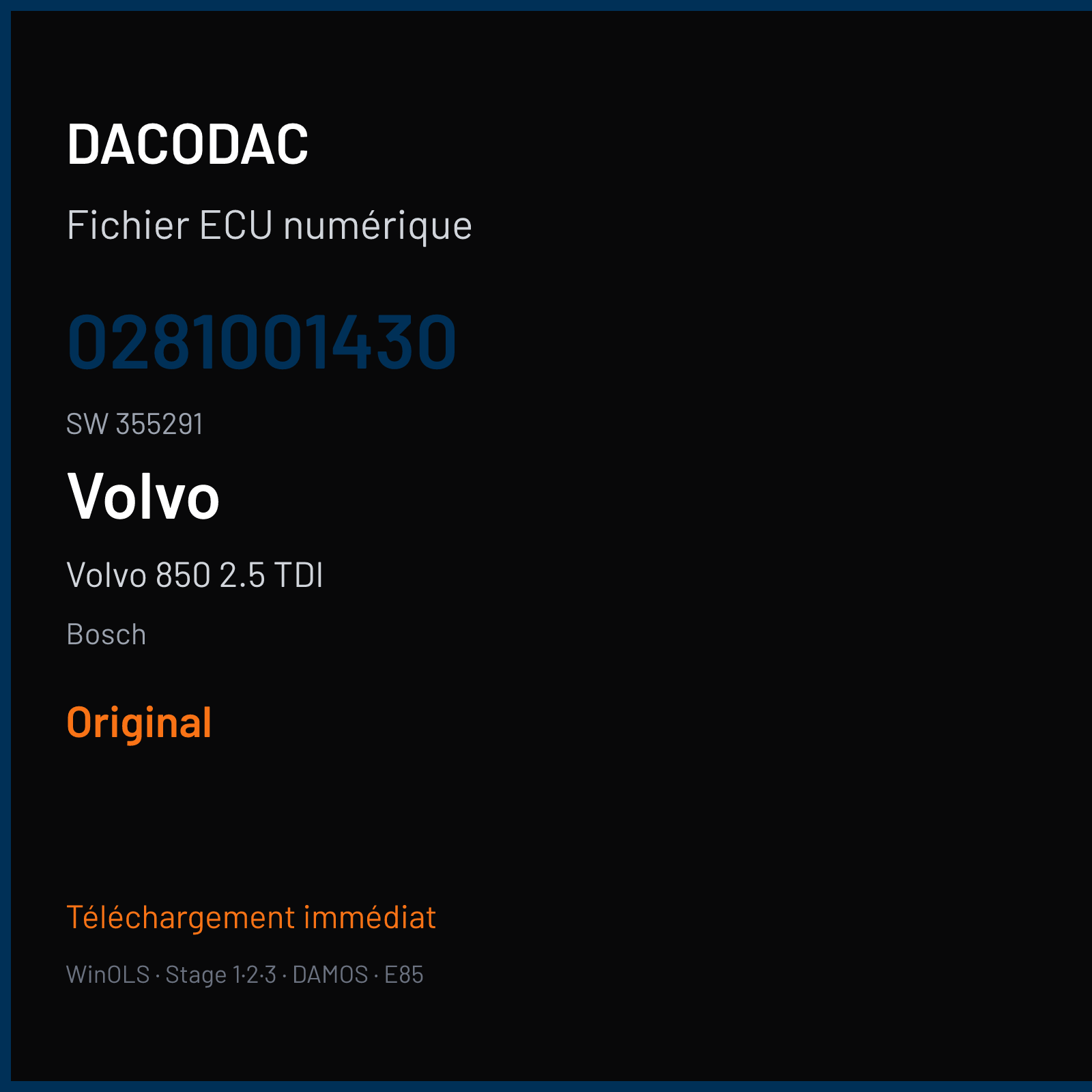 Volvo 850 2.5 TDI (1994) — Bosch — 0281001430 · 355291 — Original