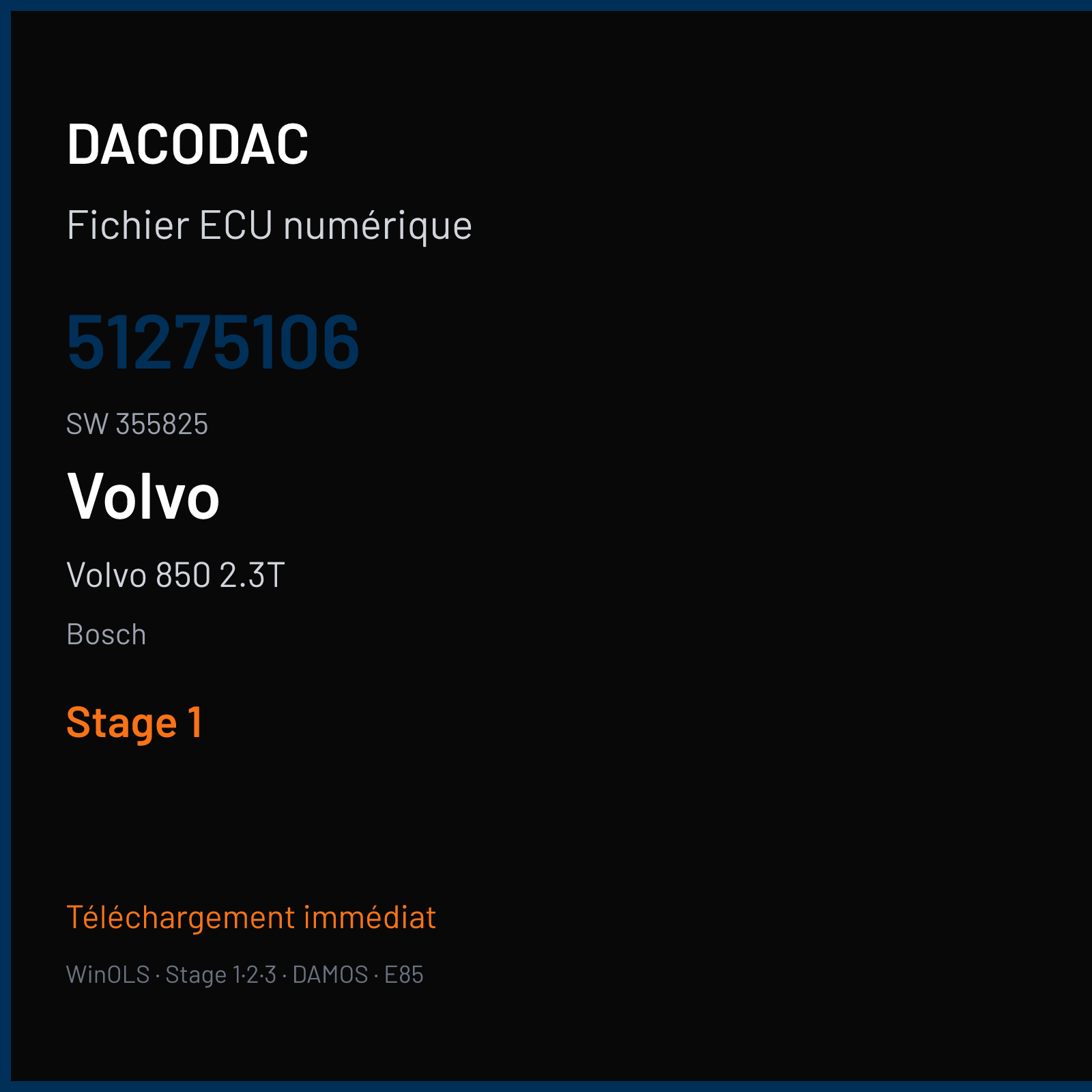 Volvo 850 2.3T (1996) — Bosch — 51275106 · 355825 — Stage 1