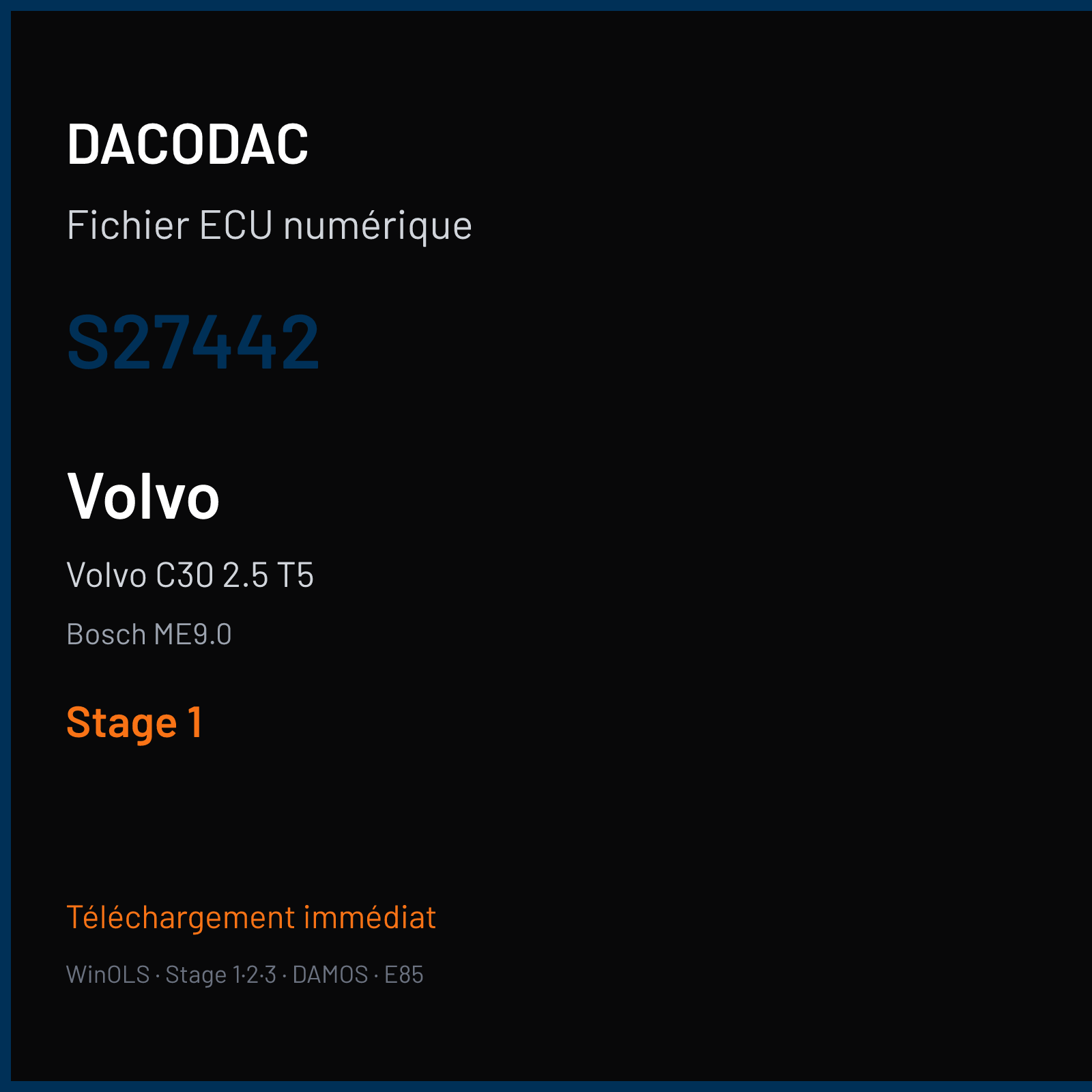 Volvo C30 2.5 T5 (2013) — Bosch ME9.0 — S27442 — Stage 1