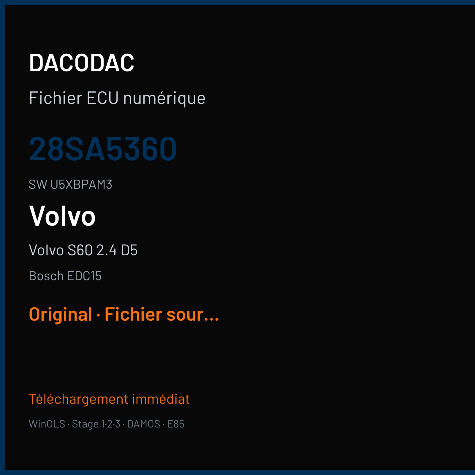 Volvo S60 2.4 D5 (2003) — Bosch EDC15 — 28SA5360 · U5XBPAM3 — Original