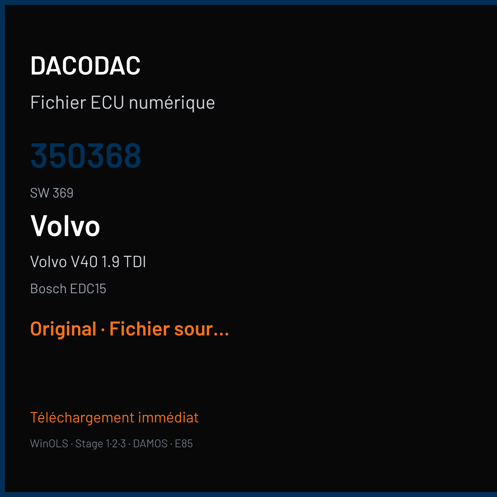 Volvo V40 1.9 TDI (2000) — Bosch EDC15 — 350368 · 369 — Original