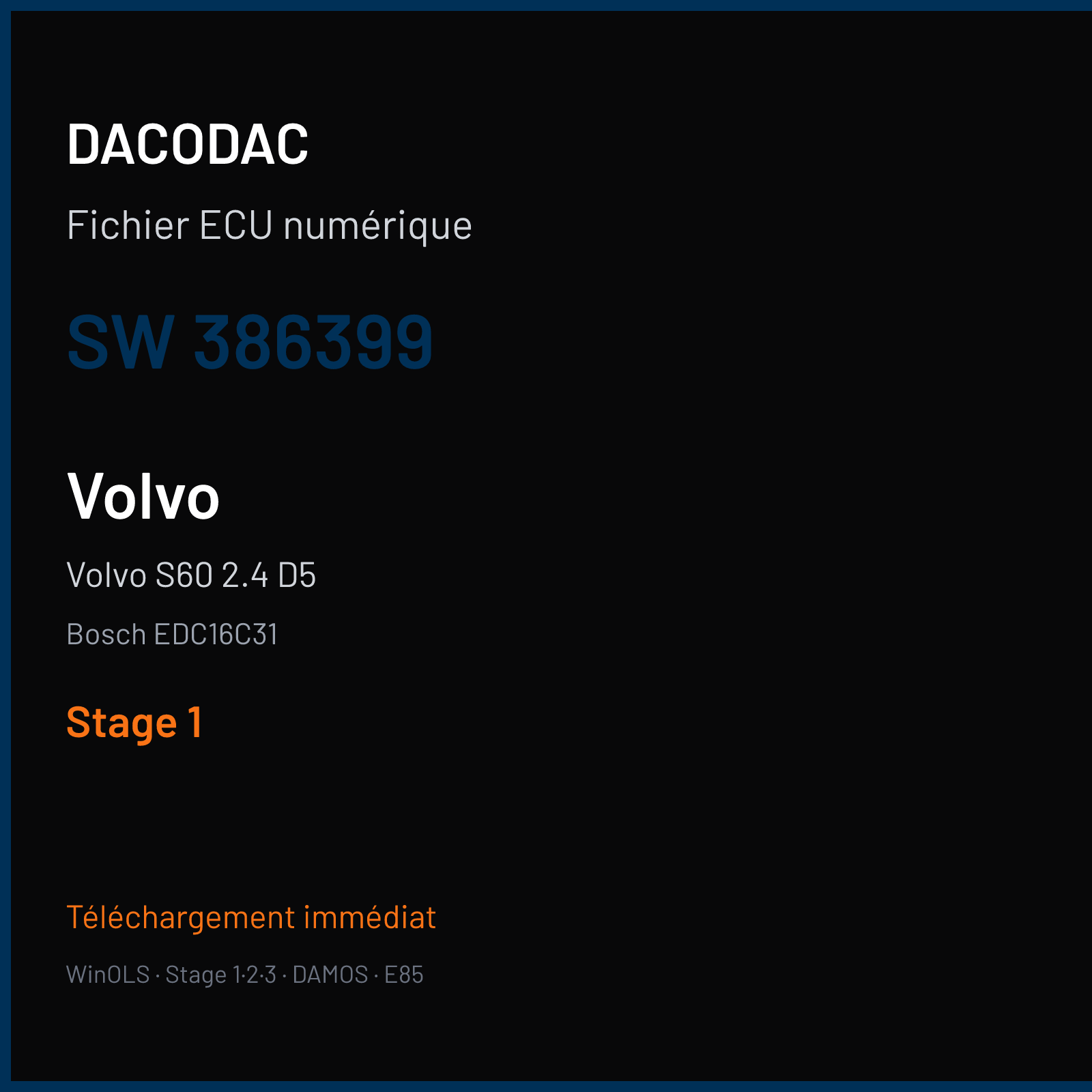 Volvo S60 2.4 D5 (2008) — Bosch EDC16C31 — 386399 — Stage 1