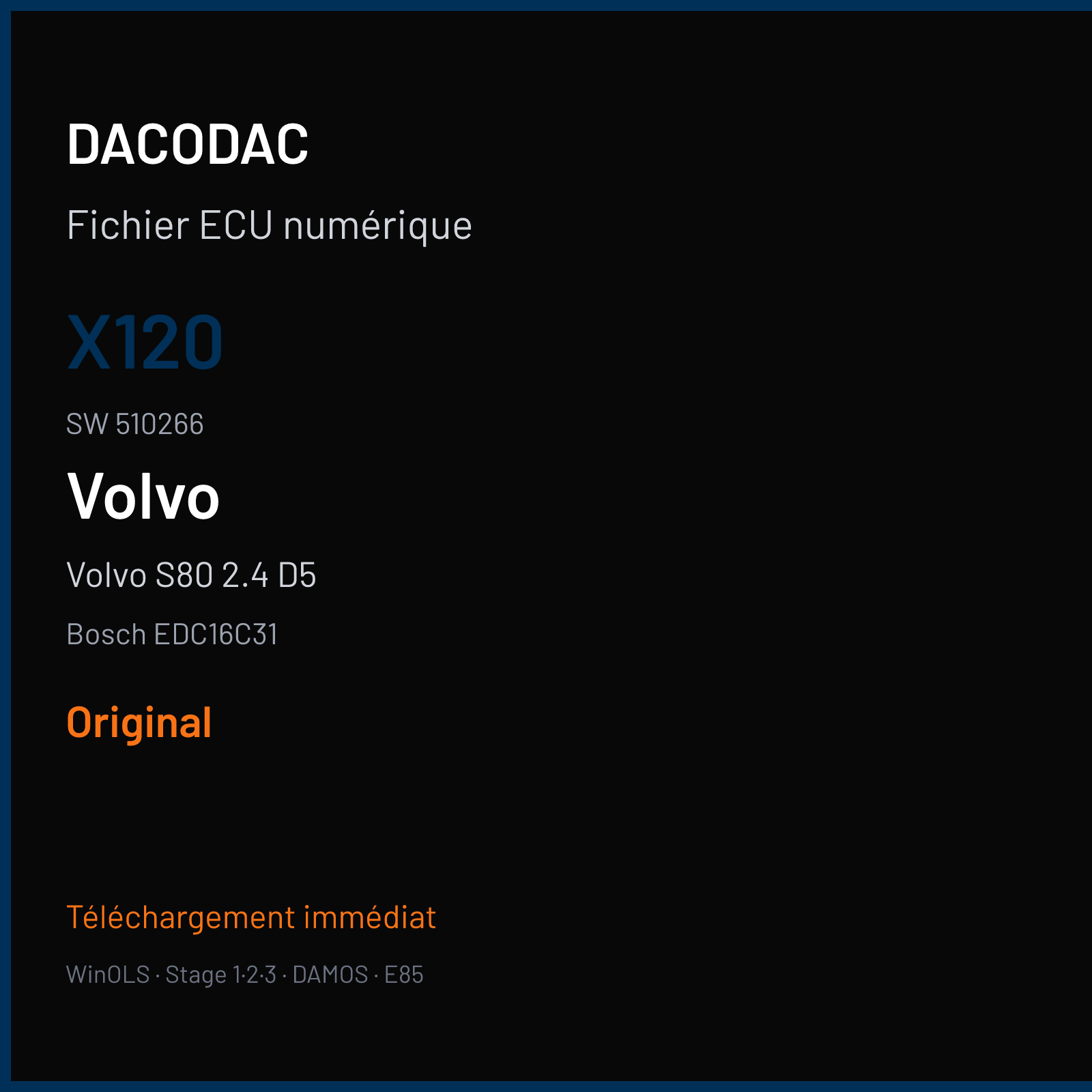 Volvo S80 2.4 D5 (2009) — Bosch EDC16C31 — X120 · 510266 — Original
