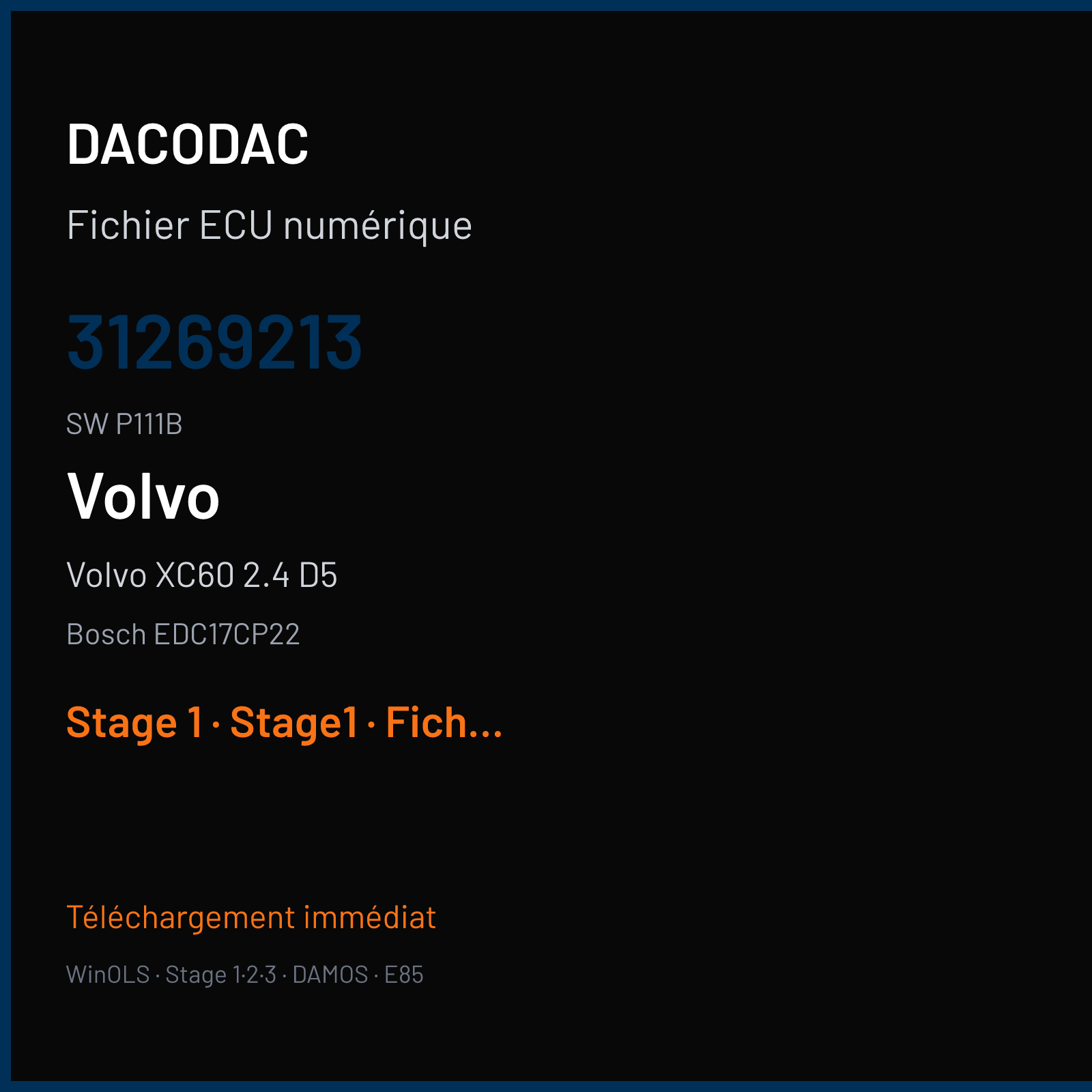 Volvo XC60 2.4 D5 (2010) — Bosch EDC17CP22 — 31269213 · P111B — Stage 1
