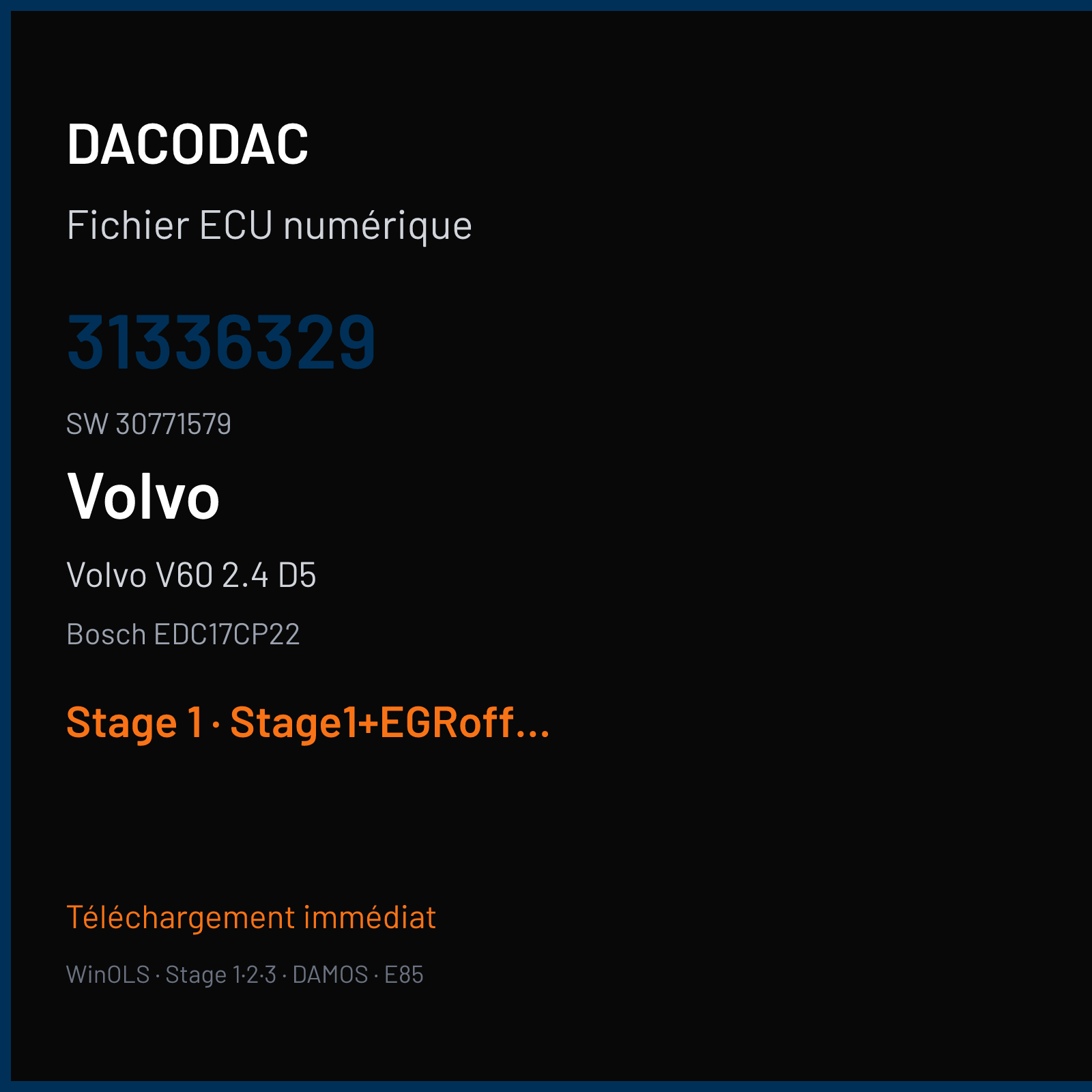 Volvo V60 2.4 D5 (2011) — Bosch EDC17CP22 — 31336329 · 30771579 — Stage 1