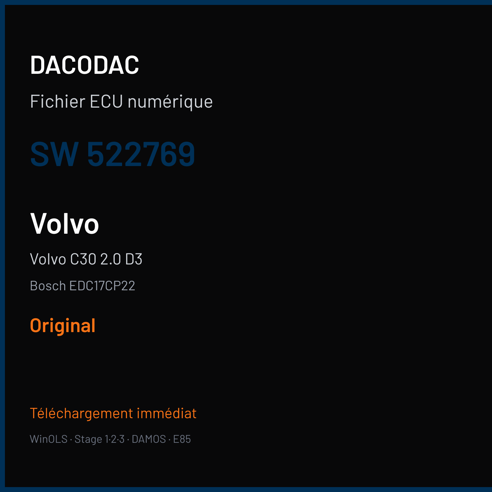 Volvo C30 2.0 D3 (2010) — Bosch EDC17CP22 — 522769 — Original