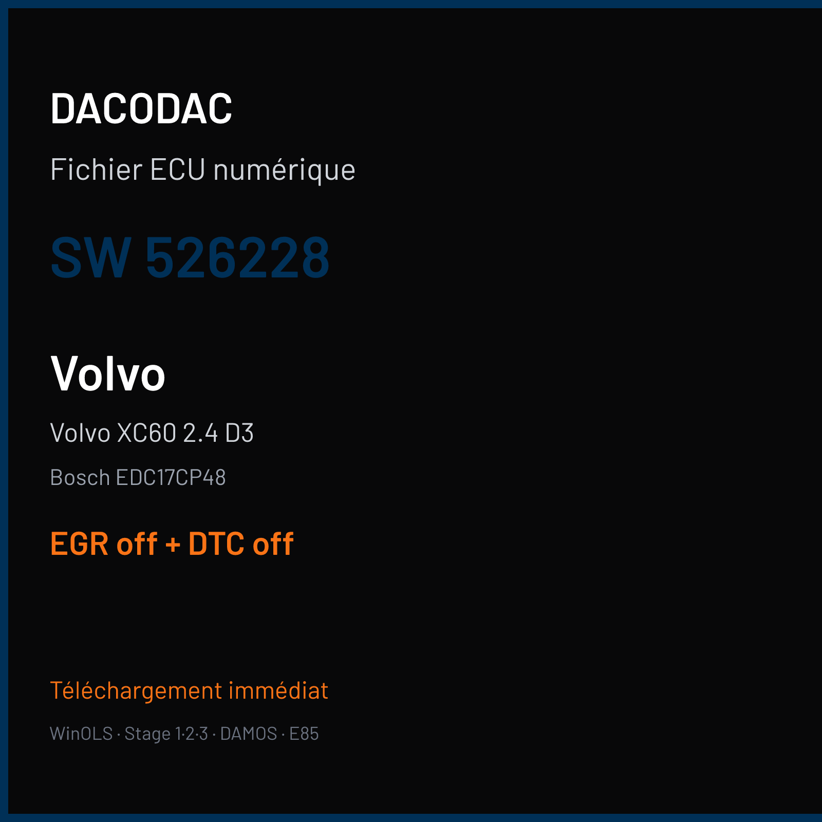 Volvo XC60 2.4 D3 (2014) — Bosch EDC17CP48 — 526228 — EGR off + DTC off