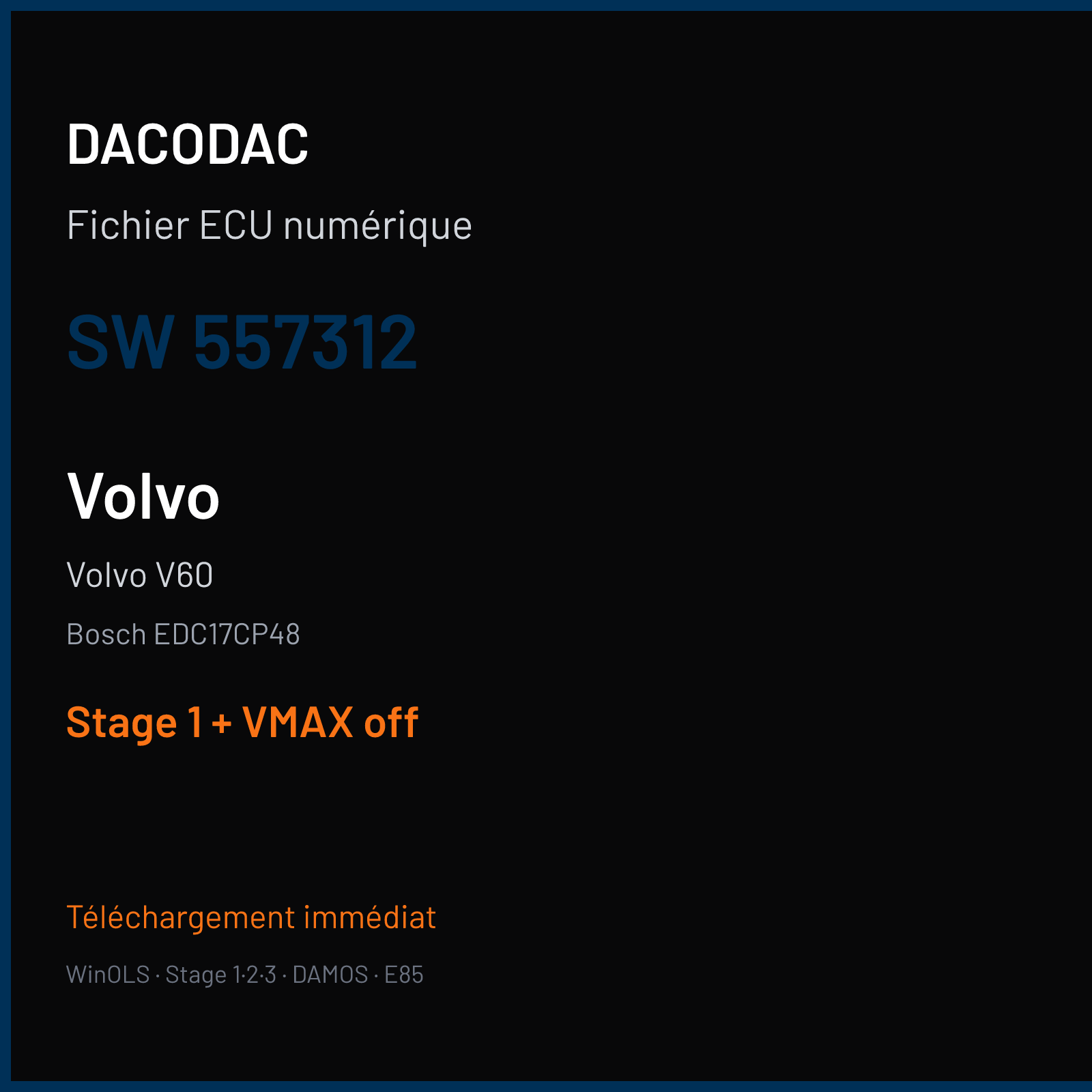 Volvo V60 (2014) — Bosch EDC17CP48 — 557312 — Stage 1 + VMAX off