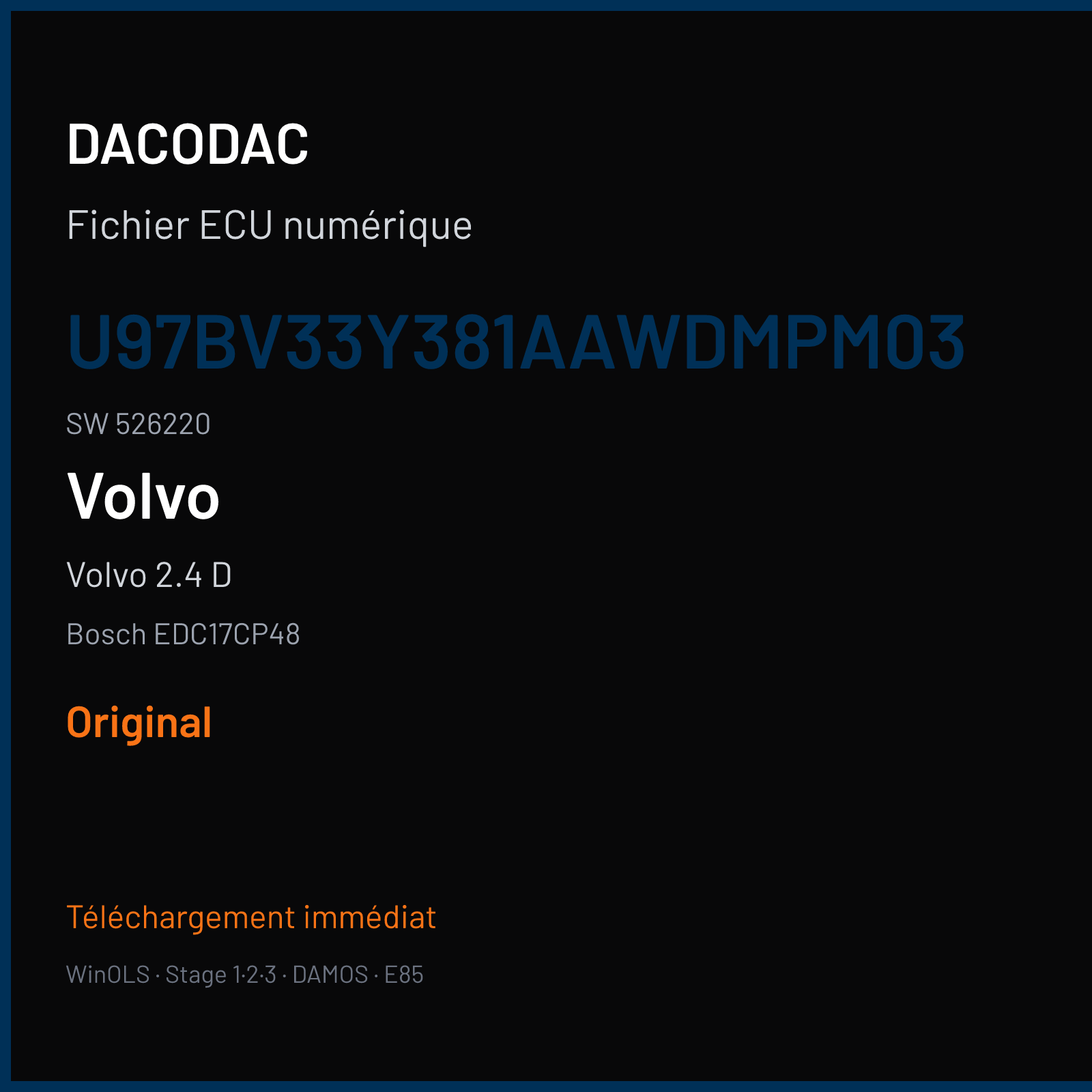 Volvo 2.4 D (2013) — Bosch EDC17CP48 — U97BV33Y381AAWDMPM03 · 526220 — Original