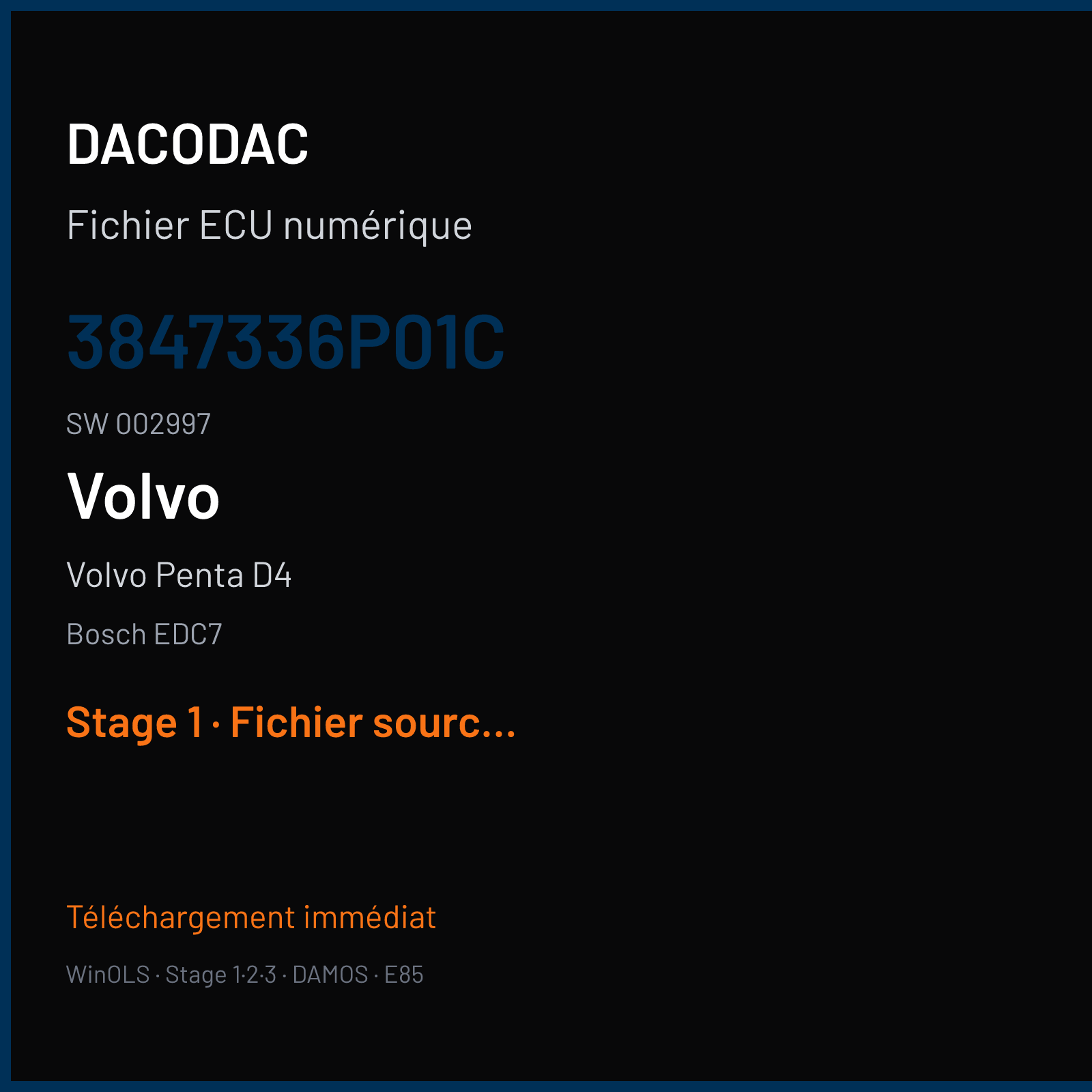 Volvo Penta D4 210 ch — Bosch EDC7 — 3847336P01C · 002997 · 3847346P01C — Stage 1