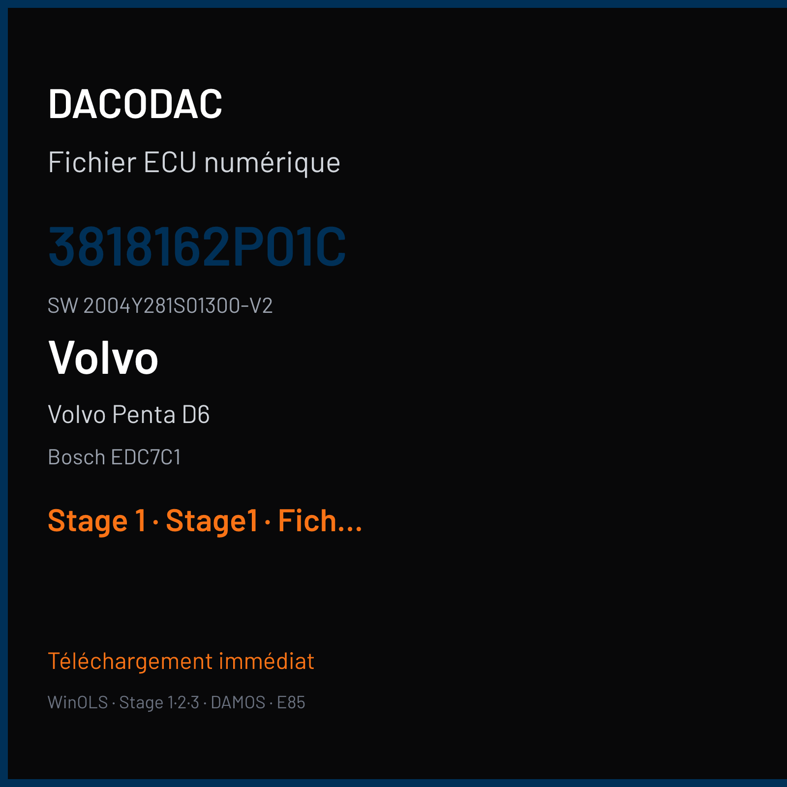 Volvo Penta D6 260 ch (2010) — Bosch EDC7C1 — 3818162P01C · 2004Y281S01300-V2 — Stage 1