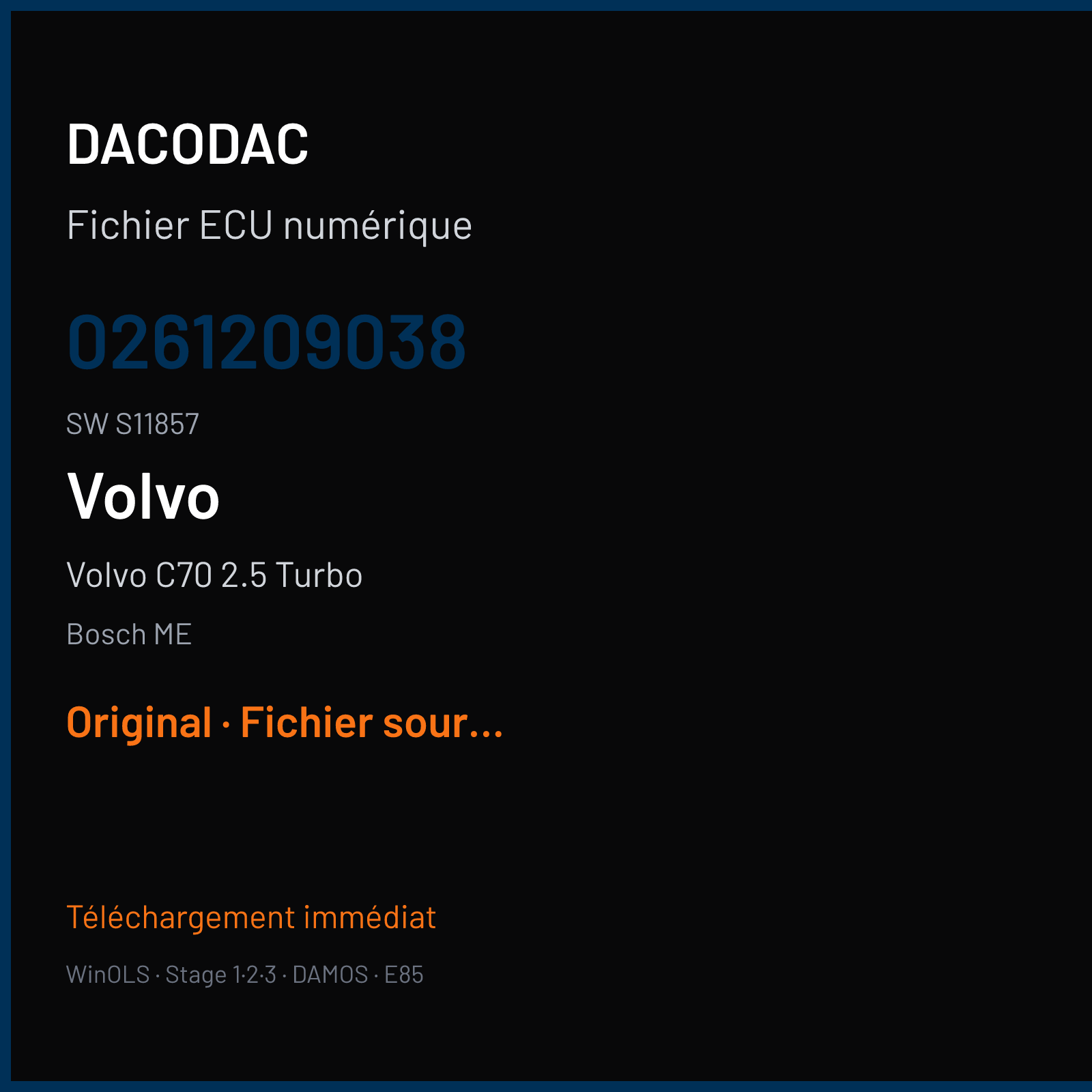 Volvo C70 2.5 Turbo (2005) — Bosch ME — 0261209038 · S11857 — Original