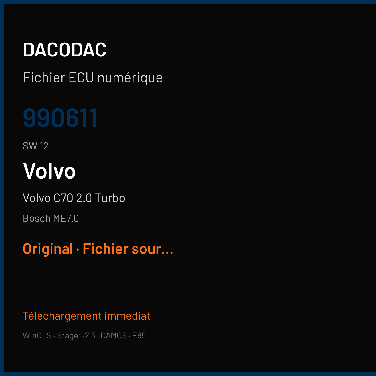 Volvo C70 2.0 Turbo 163 ch (1999) — Bosch ME7.0 — 990611 · 12 · 990611 12 359462 — Original