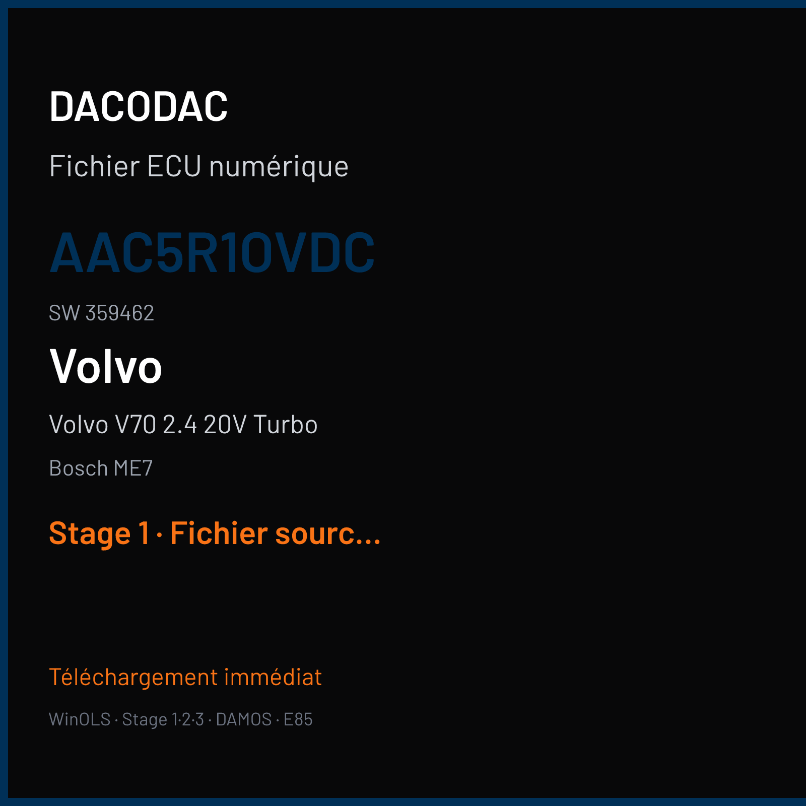 Volvo V70 2.4 20V Turbo (2002) — Bosch ME7 — AAC5R1OVDC · 359462 — Stage 1