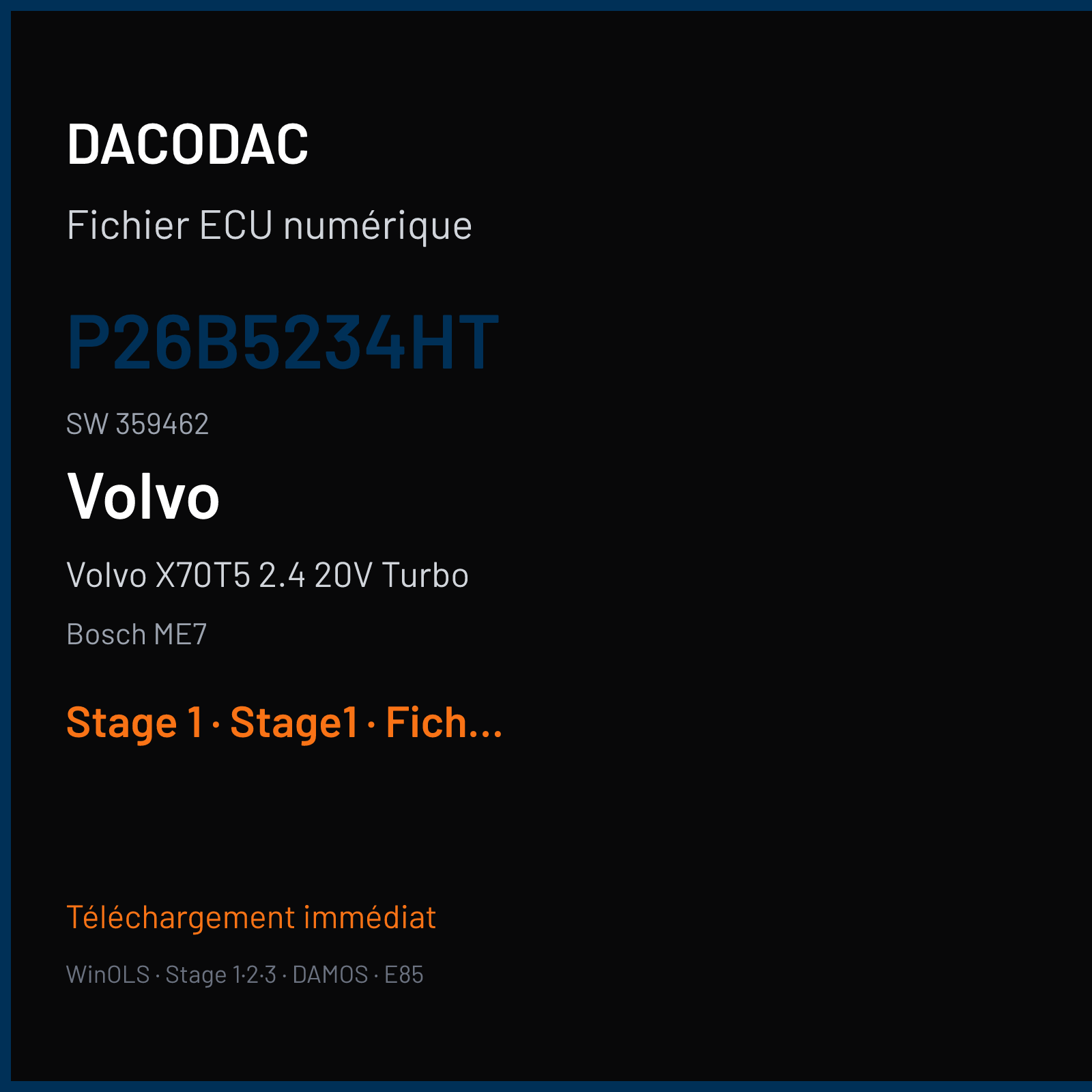 Volvo X70T5 2.4 20V Turbo (2000) — Bosch ME7 — P26B5234HT · 359462 — Stage 1
