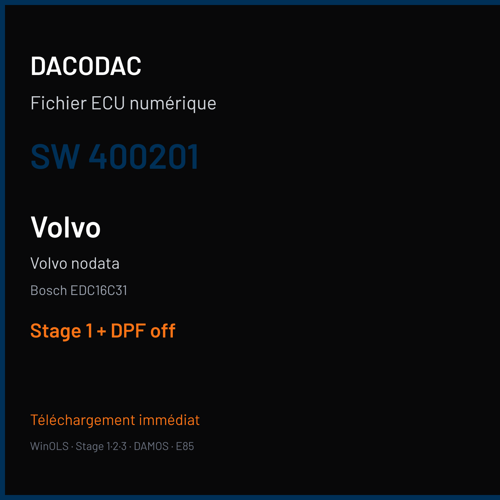 Volvo nodata 2.4 D5 — Bosch EDC16C31 — 400201 — Stage 1 + DPF off