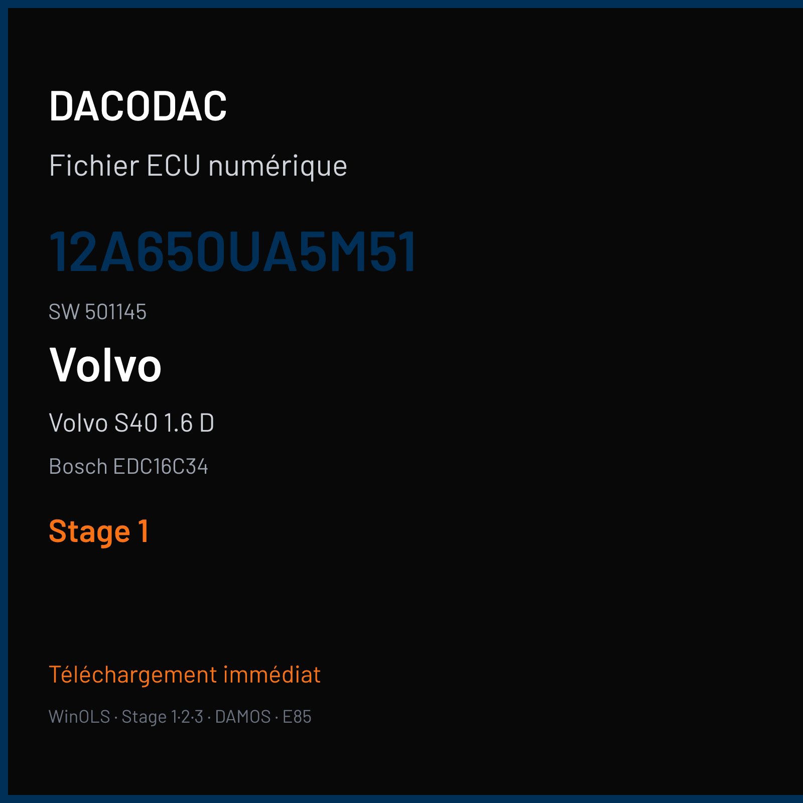 Volvo S40 1.6 D — Bosch EDC16C34 — 12A650UA5M51 · 501145 — Stage 1