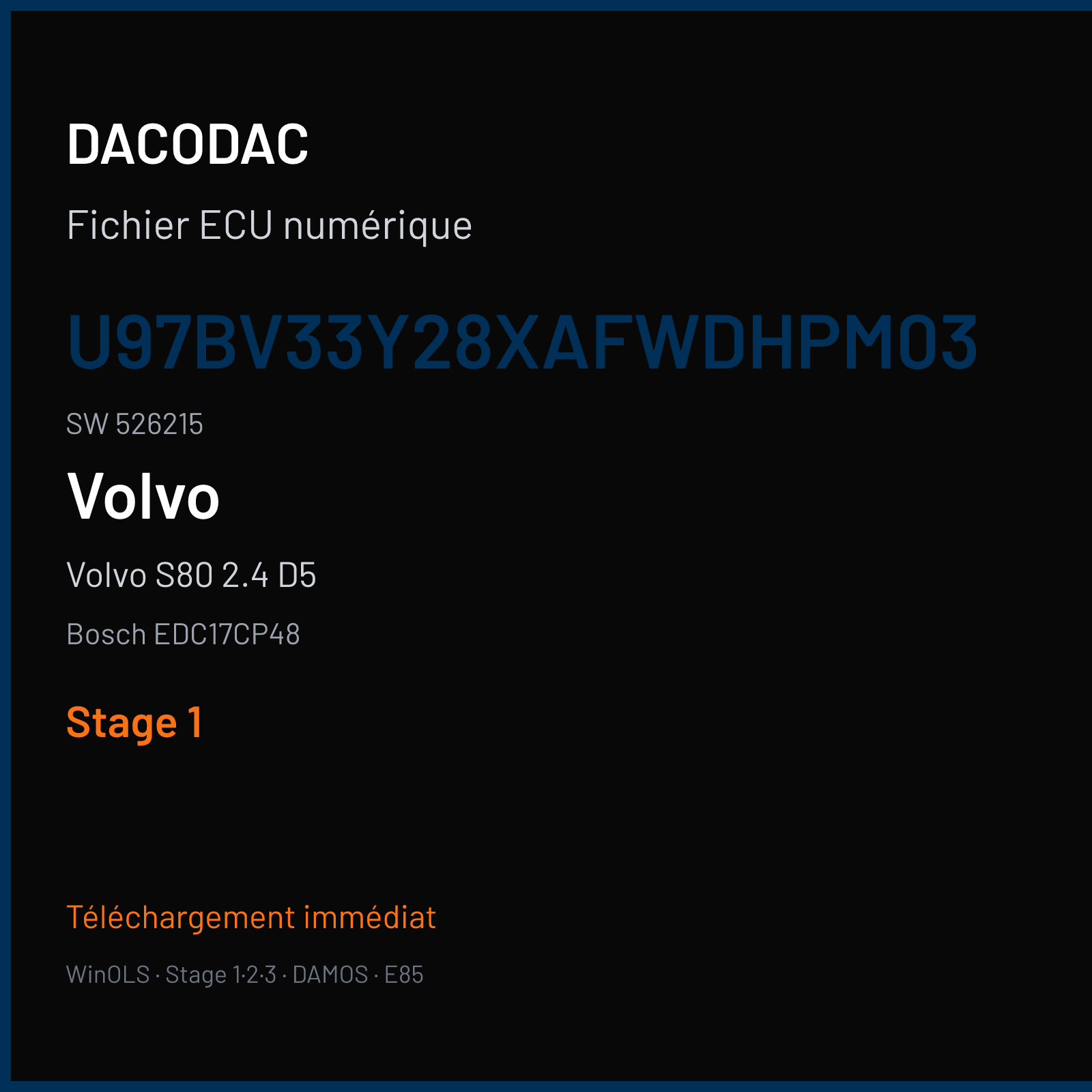 Volvo S80 2.4 D5 (2012) — Bosch EDC17CP48 — U97BV33Y28XAFWDHPM03 · 526215 — Stage 1