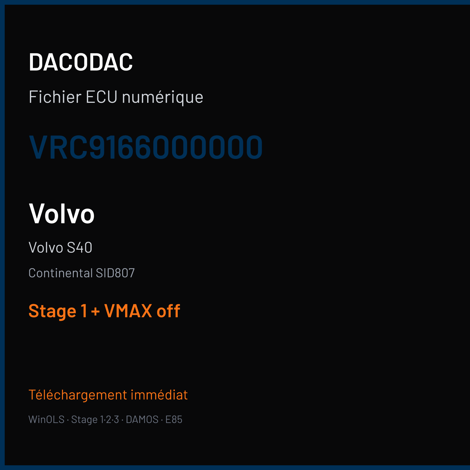Volvo S40 (2011) — Continental SID807 — VRC9166000000 — Stage 1 + VMAX off