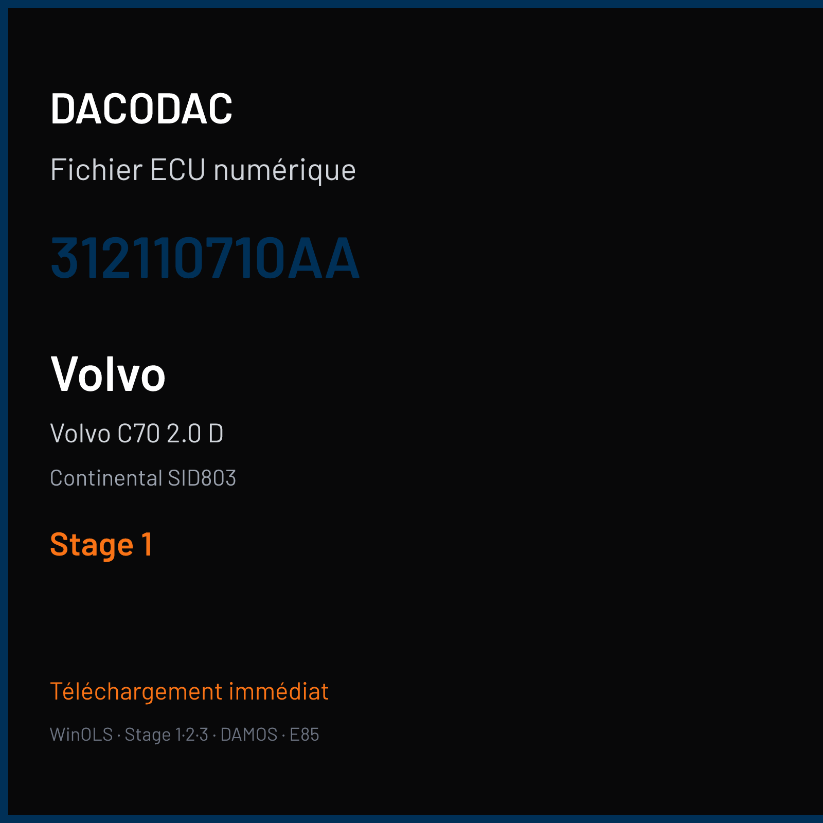 Volvo C70 2.0 D (2008) — Continental SID803 — 312110710AA — Stage 1