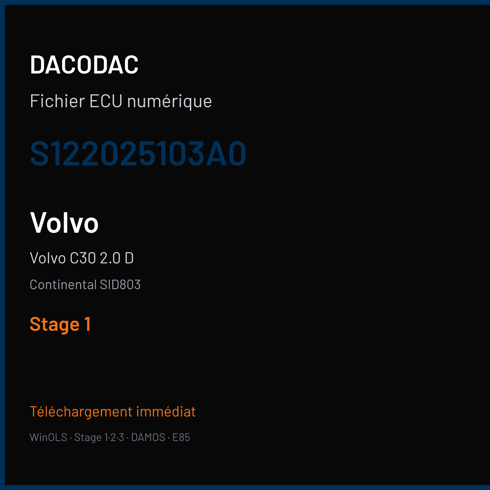 Volvo C30 2.0 D (2007) — Continental SID803 — S122025103A0 — Stage 1