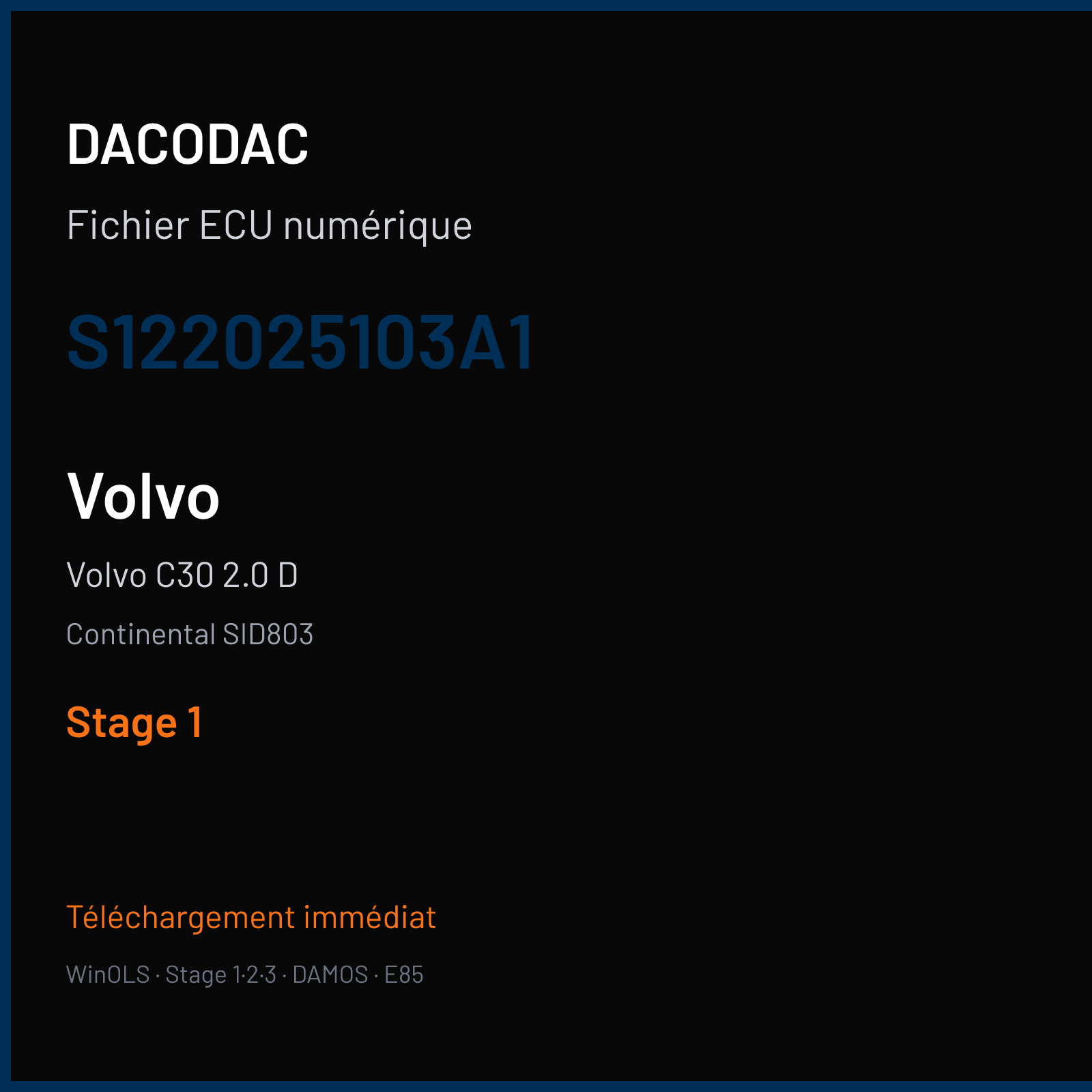 Volvo C30 2.0 D (2004) — Continental SID803 — S122025103A1 — Stage 1