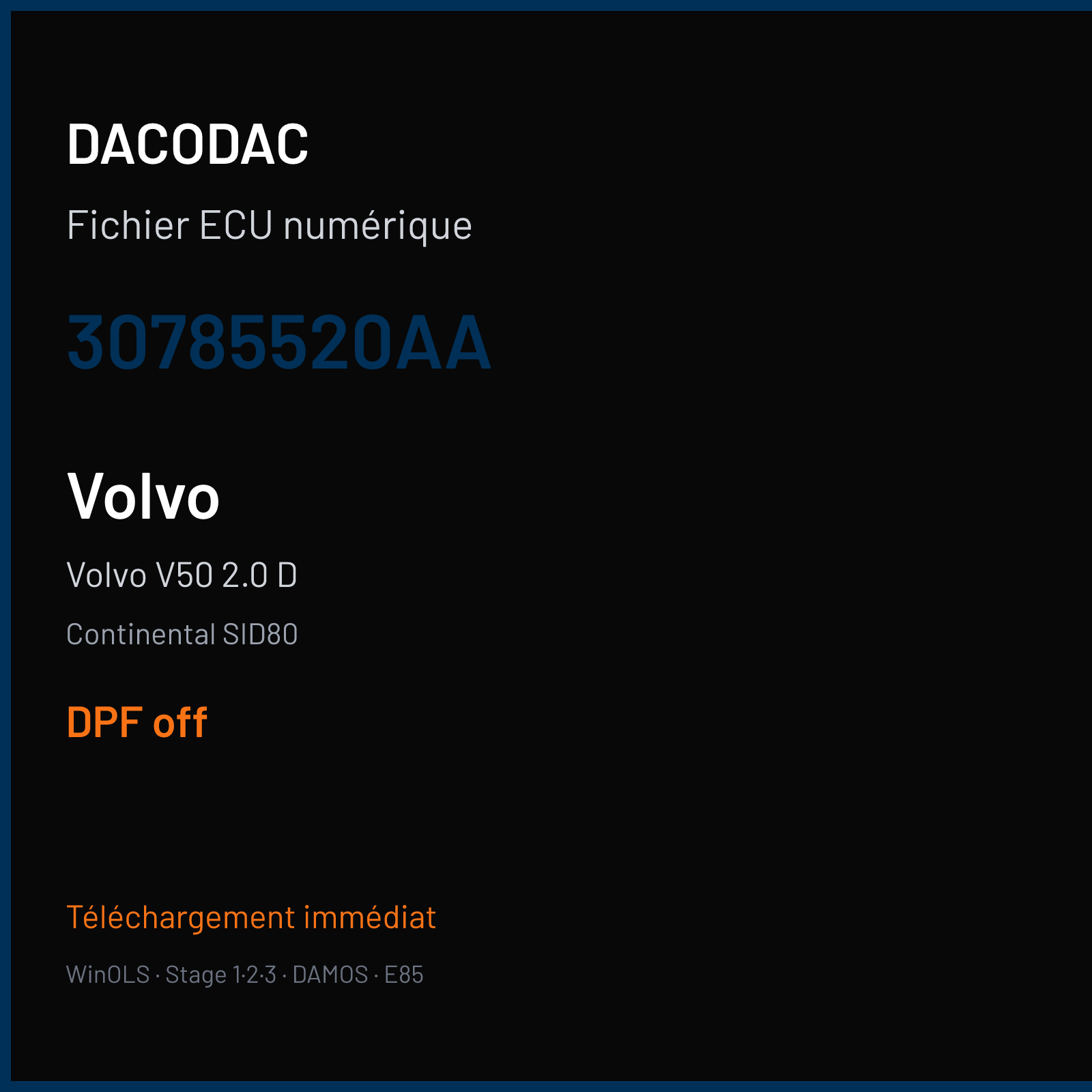 Volvo V50 2.0 D (2006) — Continental SID80 — 30785520AA — DPF off