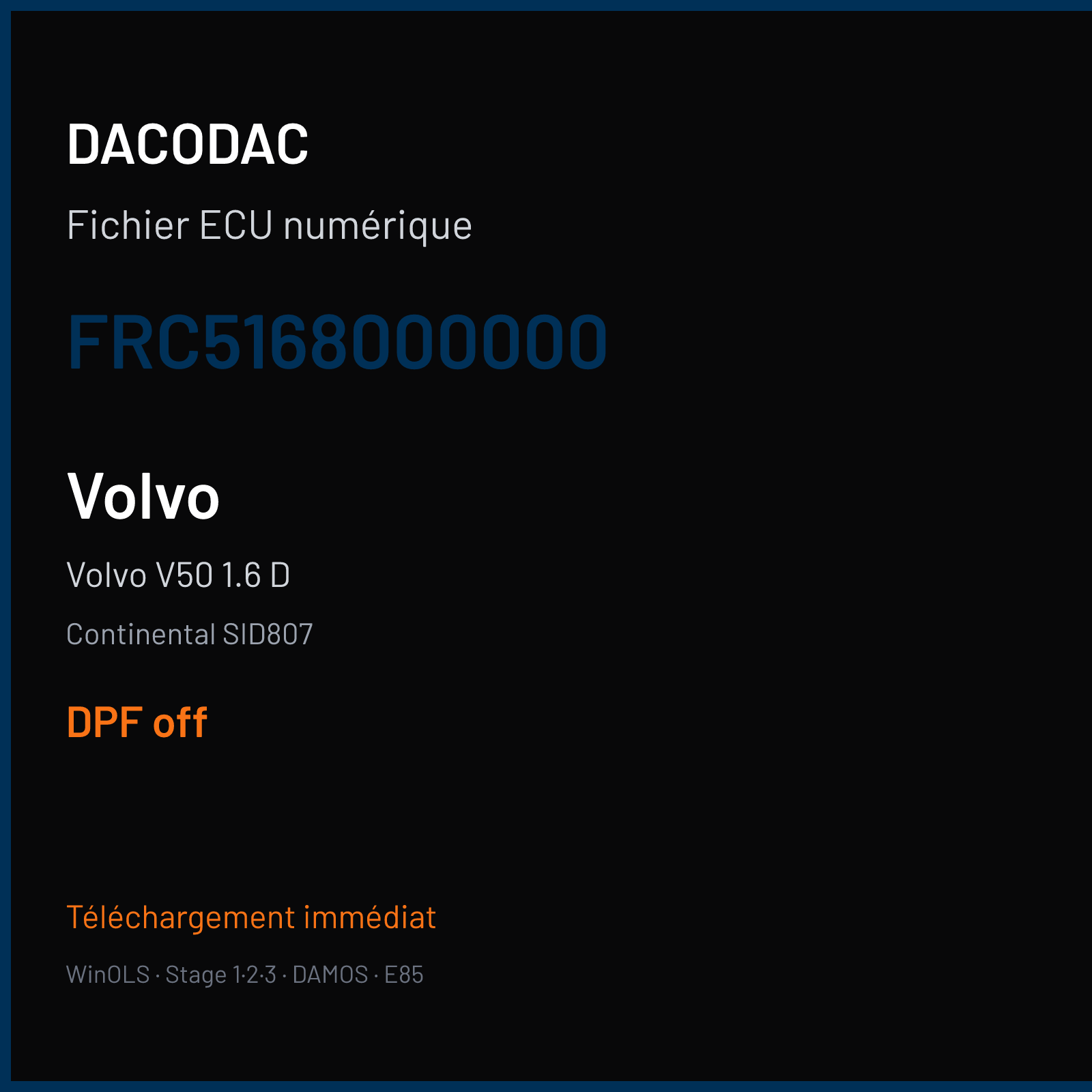 Volvo V50 1.6 D — Continental SID807 — FRC5168000000 — DPF off