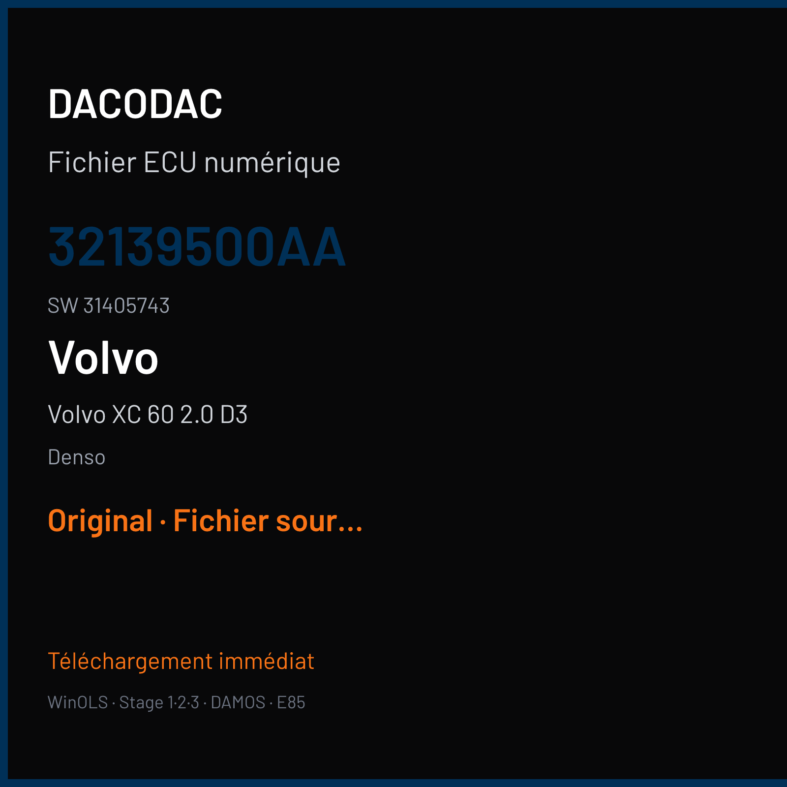 Volvo XC 60 2.0 D3 (2017) — Denso — 32139500AA · 31405743 — Original