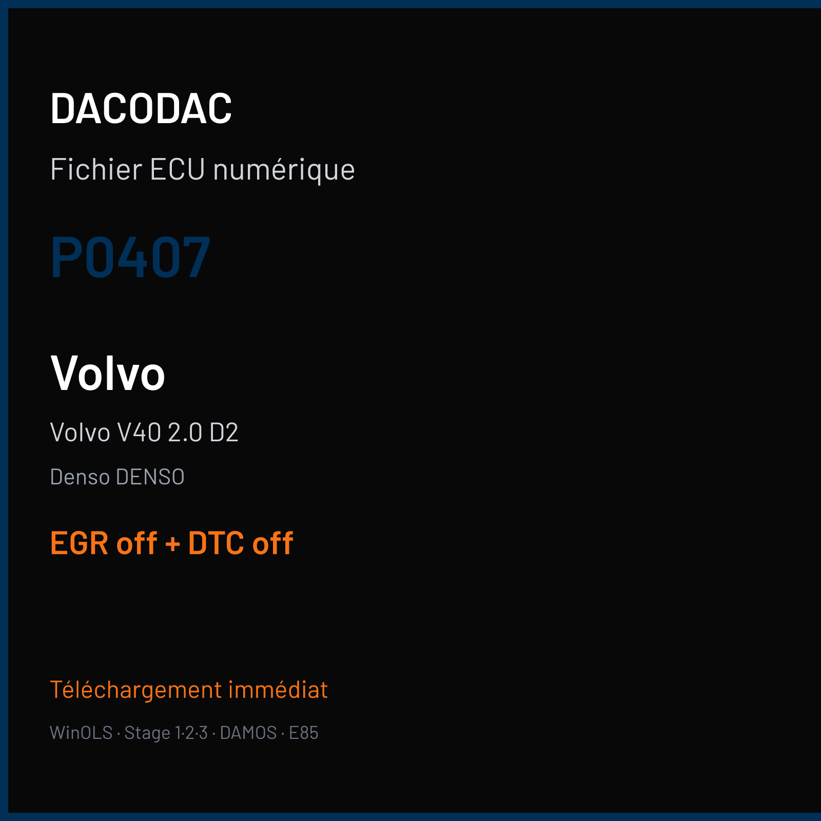 Volvo V40 2.0 D2 (2015) — Denso DENSO — P0407 — EGR off + DTC off